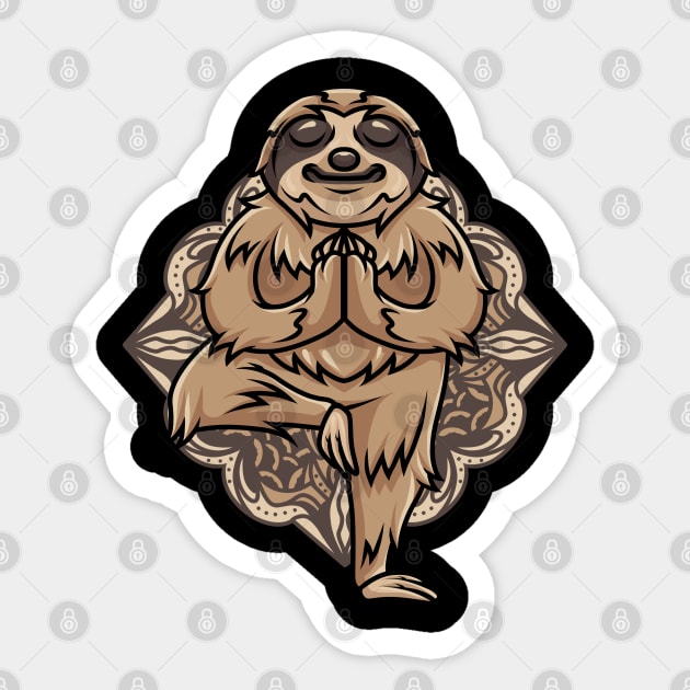 Funny Sloth In Yoga Pose Sticker by Om That Shop